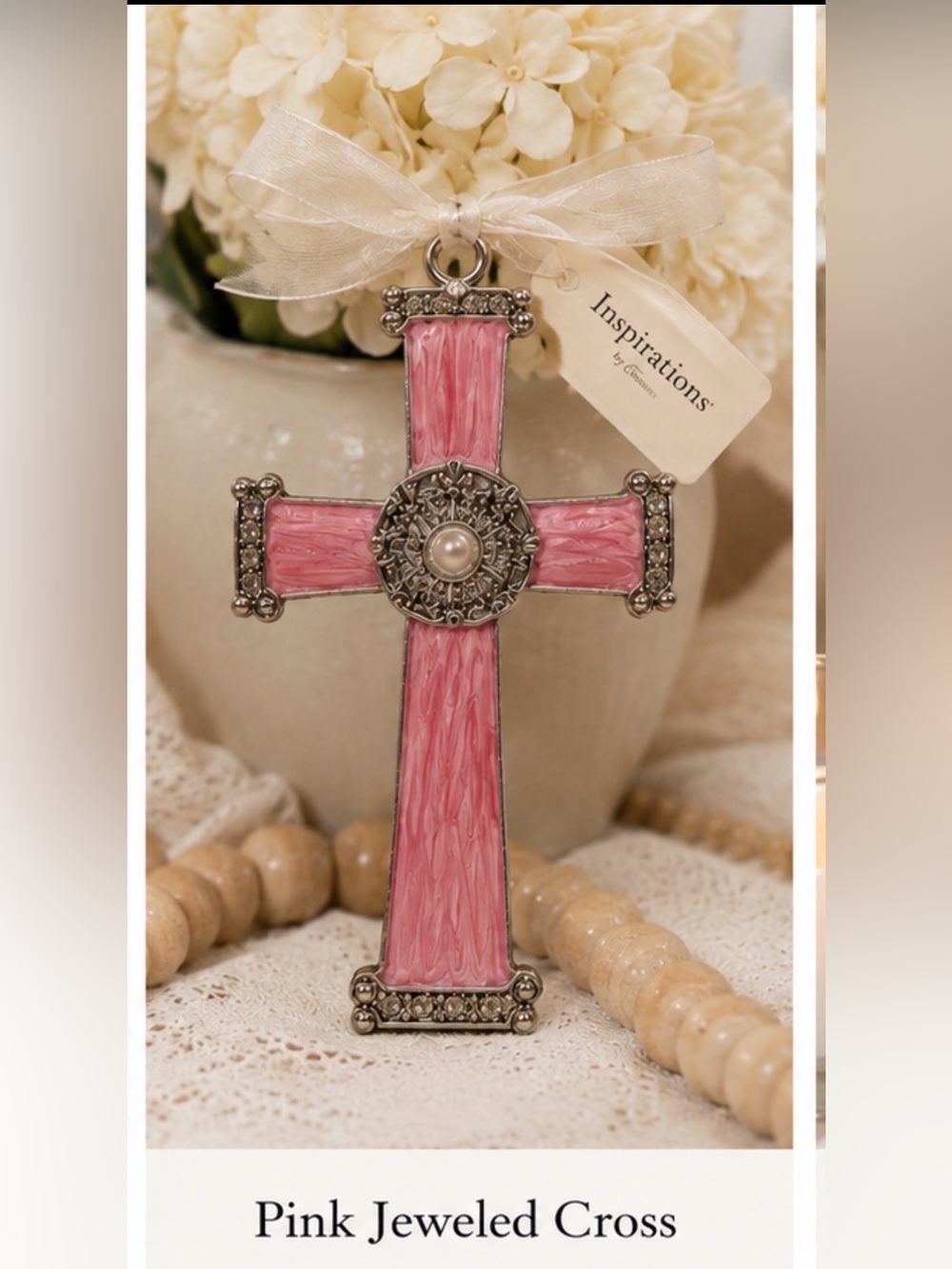Pink Jeweled‎ Cross Wall Accent Ornament Christian Accent